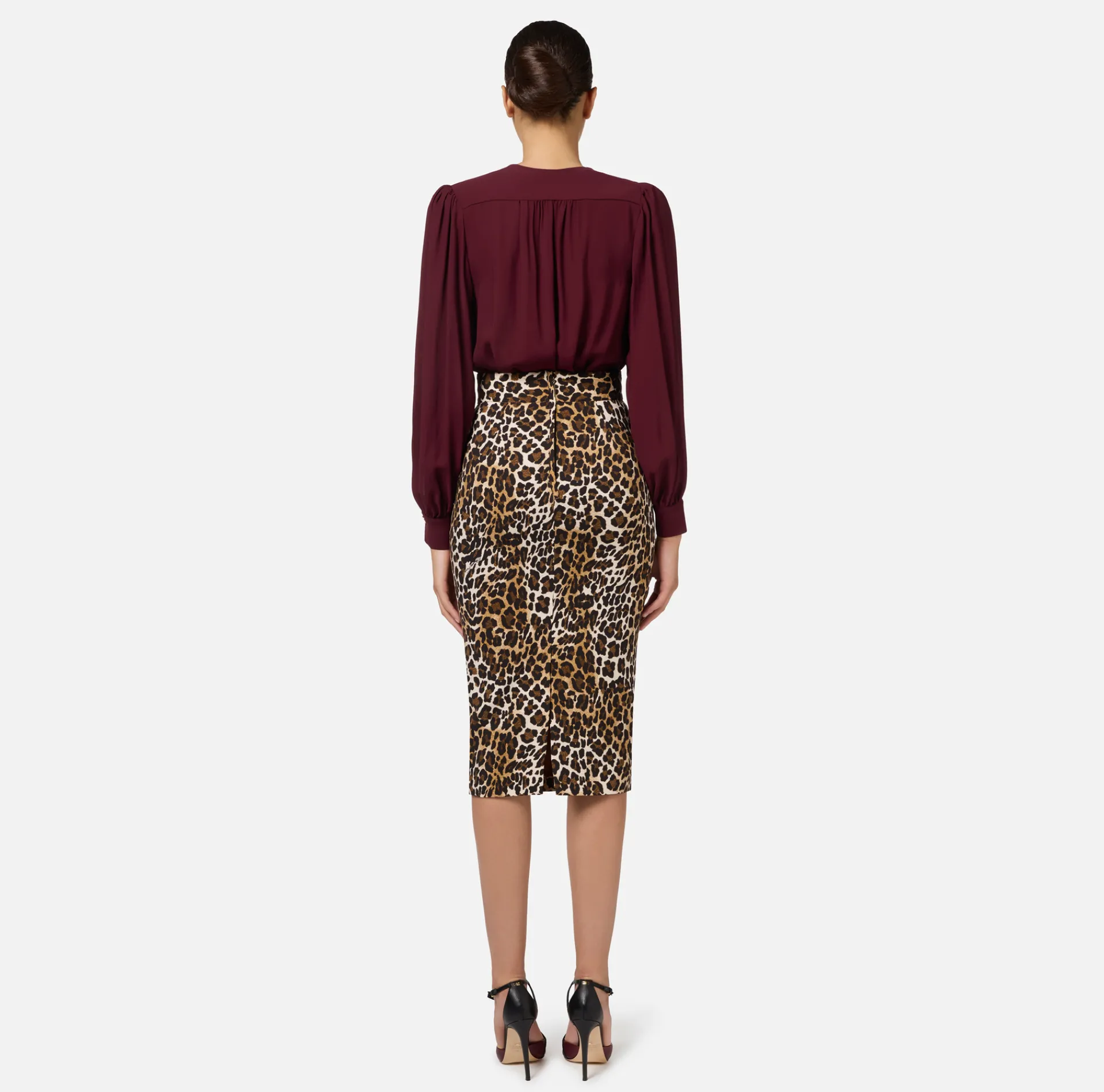 Elisabetta Franchi Skirts|Animalier crêpe midi skirt