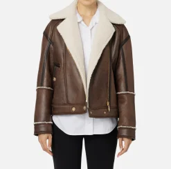 Elisabetta Franchi Coats And Jackets|Aviator faux jacket Leather