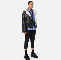 Elisabetta Franchi Coats And Jackets|Aviator faux leather jacket Black