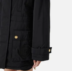 Elisabetta Franchi Coats And Jackets|Aviator type oversized down jacket in satin nylon Black