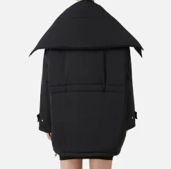 Elisabetta Franchi Coats And Jackets|Aviator type oversized down jacket in satin nylon Black
