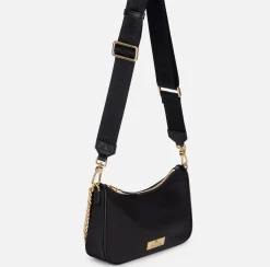 Elisabetta Franchi Shoulder Bags|Bag with double shoulder strap and logo Black