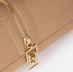 Elisabetta Franchi Clutch|Baguette bag in leather-effect material with zip Camel
