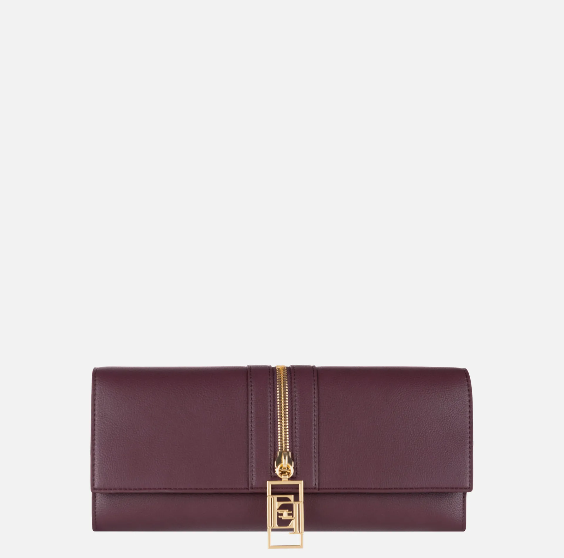 Elisabetta Franchi Clutch|Baguette bag in leather-effect material with zip RougeNoir