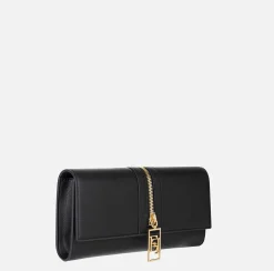 Elisabetta Franchi Clutch|Baguette bag in leather-effect material with zip Black