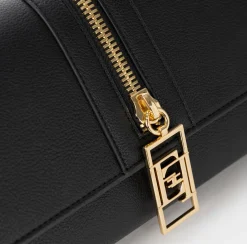 Elisabetta Franchi Clutch|Baguette bag in leather-effect material with zip Black