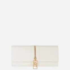 Elisabetta Franchi Clutch|Baguette bag in leather-effect material with zip Butter