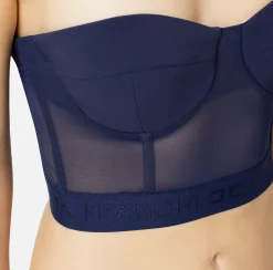 Elisabetta Franchi Top And T-Shirts|Balconette top in crêpe and tulle fabric with elastic band Navy