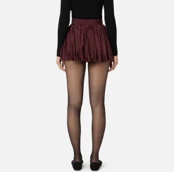 Elisabetta Franchi Skirts|Balloon miniskirt in technical nylon with belt RougeNoir
