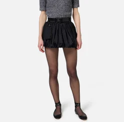 Elisabetta Franchi Skirts|Balloon miniskirt in technical nylon with belt Black