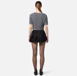 Elisabetta Franchi Skirts|Balloon miniskirt in technical nylon with belt Black