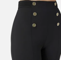 Elisabetta Franchi Trousers And Shorts|Bell-bottom trousers in crêpe fabric with satin waistband Black