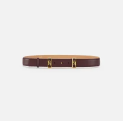 Elisabetta Franchi Belts|Belt in synthetic material with leather effect and logo loops RougeNoir