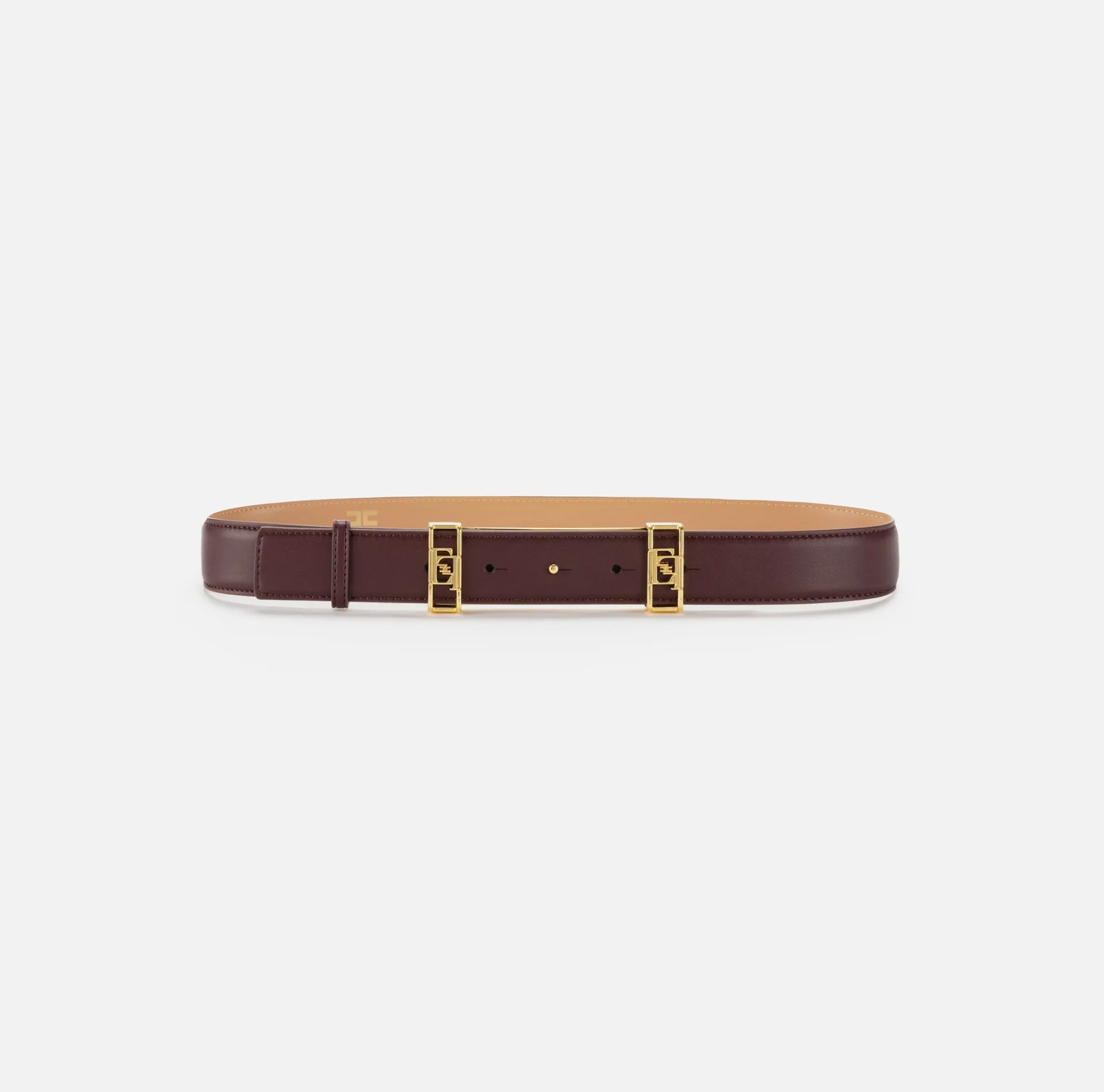 Elisabetta Franchi Belts|Belt in synthetic material with leather effect and logo loops RougeNoir