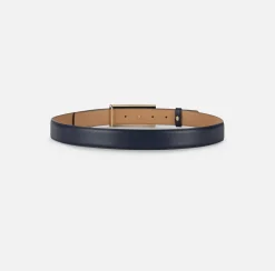 Elisabetta Franchi Belts|Belt in synthetic material with leather effect and logo buckle Navy
