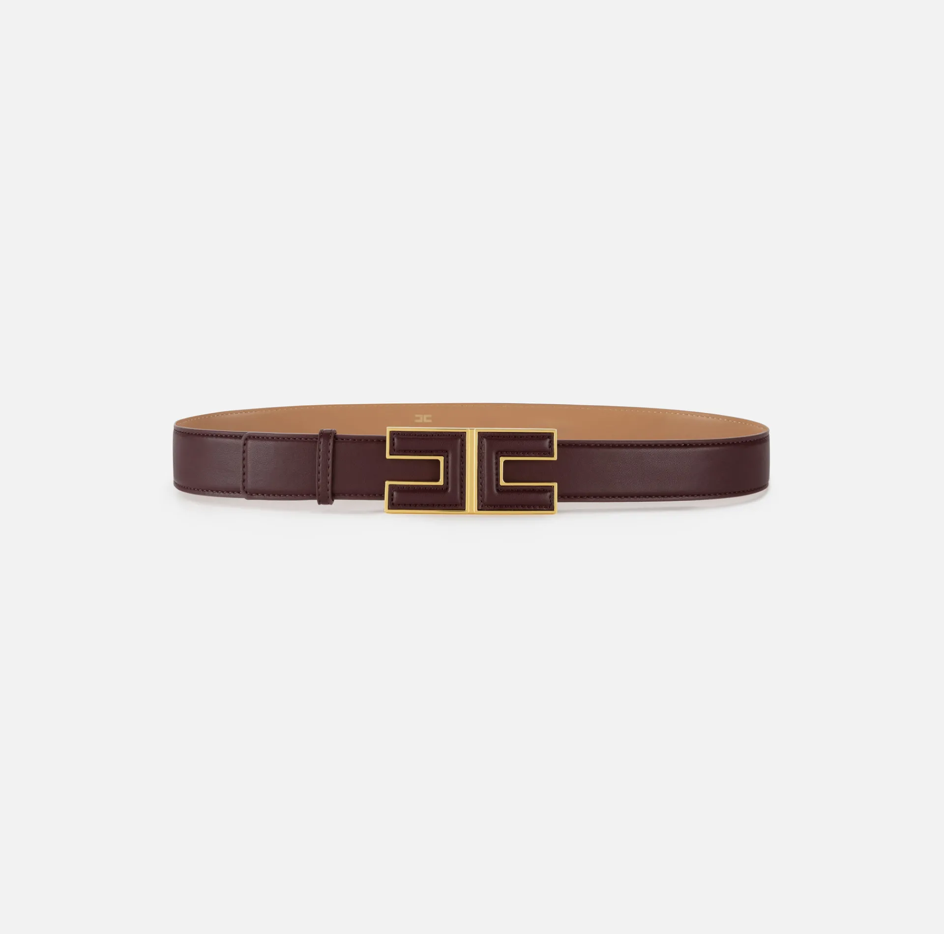 Elisabetta Franchi Belts|Belt in synthetic material with leather effect and logo buckle RougeNoir