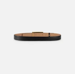Elisabetta Franchi Belts|Belt in synthetic material with leather effect and logo buckle Black