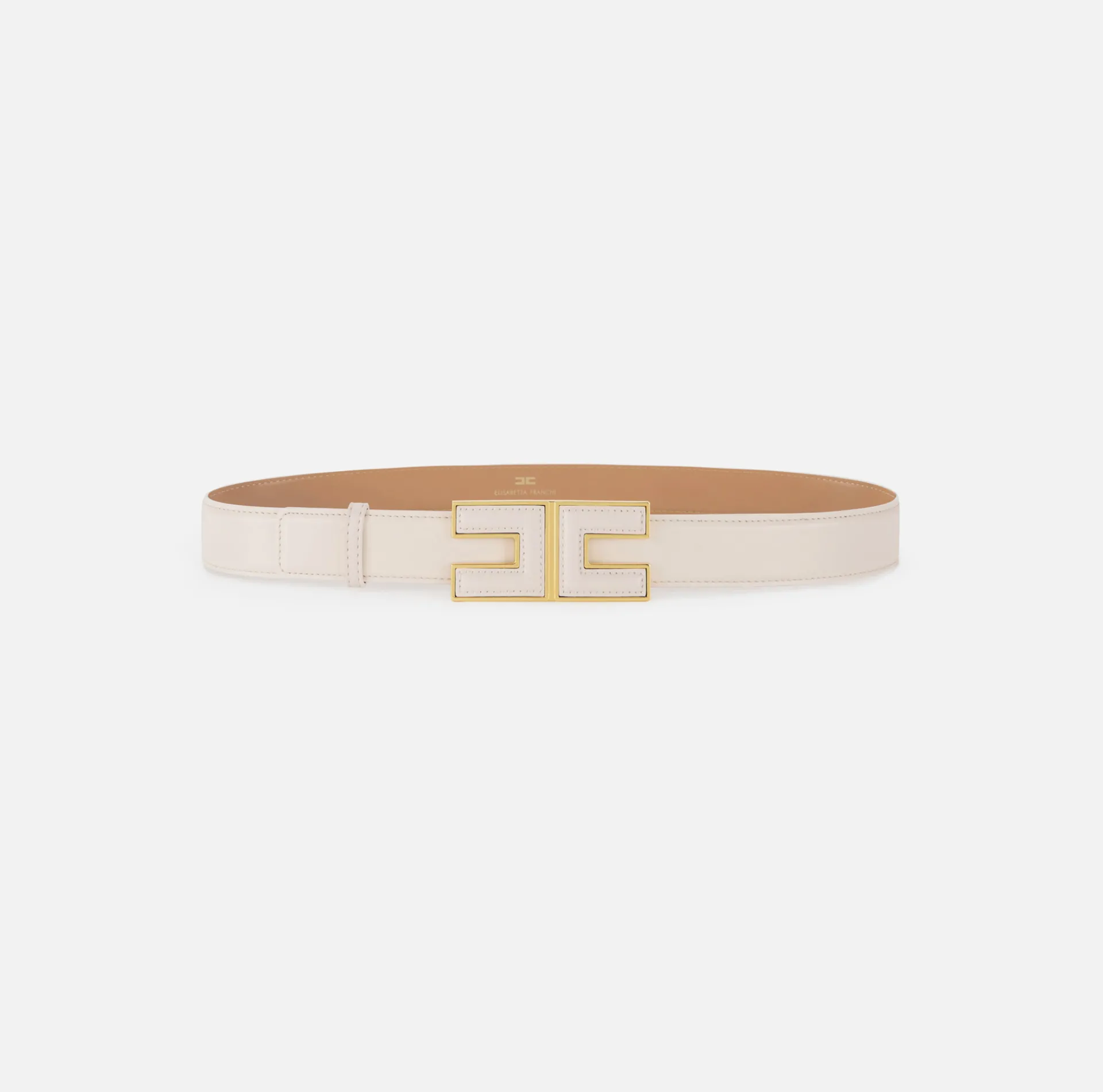 Elisabetta Franchi Belts|Belt in synthetic material with leather effect and logo buckle Butter