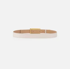 Elisabetta Franchi Belts|Belt in synthetic material with leather effect and logo buckle Butter