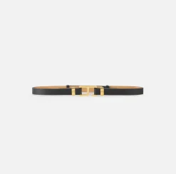Elisabetta Franchi Belts|Belt in synthetic material with leather effect and hook Black
