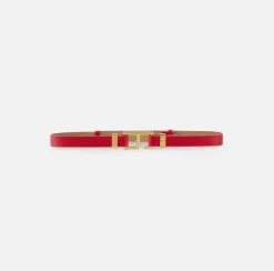 Elisabetta Franchi Belts|Belt in synthetic material with leather effect and hook RedPassion