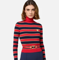 Elisabetta Franchi Belts|Belt in synthetic material with leather effect and hook RedPassion