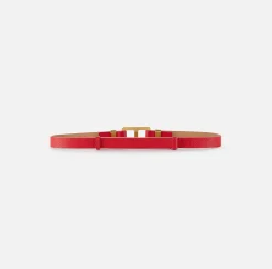 Elisabetta Franchi Belts|Belt in synthetic material with leather effect and hook RedPassion