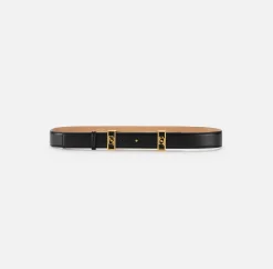 Elisabetta Franchi Belts|Belt in synthetic material with leather effect and logo loops Black