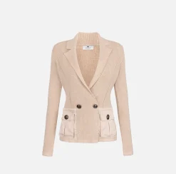 Elisabetta Franchi Jackets And Trench Coats|Knitwear And Sweatshirts|Blazer with pockets in technical voile fabric