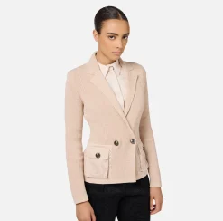 Elisabetta Franchi Jackets And Trench Coats|Knitwear And Sweatshirts|Blazer with pockets in technical voile fabric