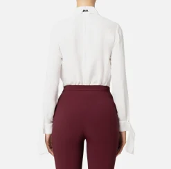 Elisabetta Franchi Shirts And Blouses|Blouse in georgette fabric with embroidered cuffs Ivory