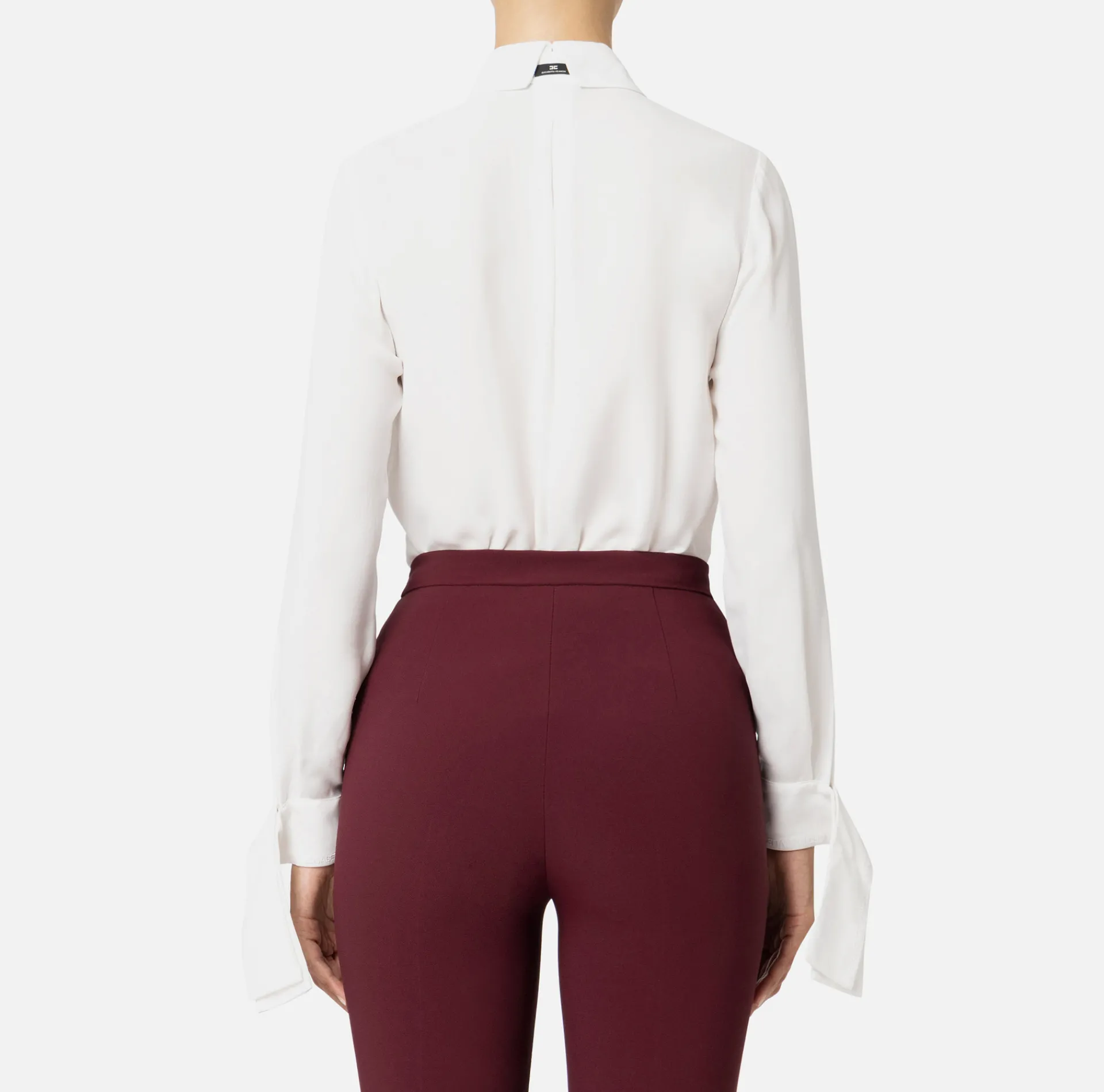 Elisabetta Franchi Shirts And Blouses|Blouse in georgette fabric with embroidered cuffs Ivory