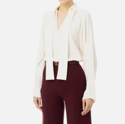 Elisabetta Franchi Shirts And Blouses|Blouse in georgette fabric with foulard scarf Butter