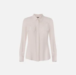 Elisabetta Franchi Shirts And Blouses|Blouse in georgette fabric with embroidered flaps Latex
