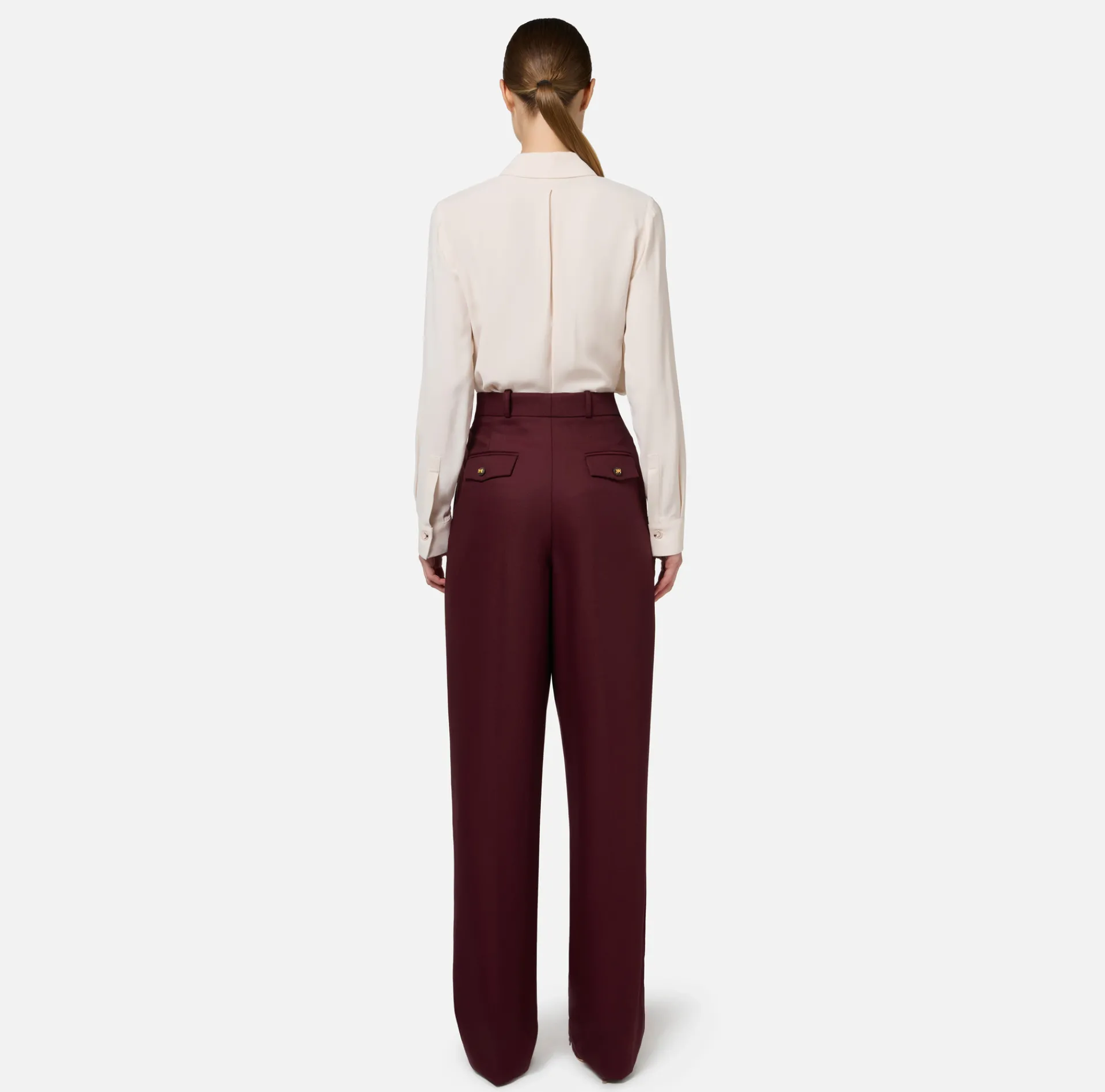 Elisabetta Franchi Shirts And Blouses|Blouse in georgette fabric with embroidered flaps Latex