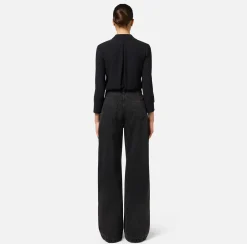 Elisabetta Franchi Shirts And Blouses|Blouse in georgette fabric with logo patch Black
