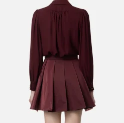 Elisabetta Franchi Shirts And Blouses|Blouse in georgette fabric with necklace and charms RougeNoir