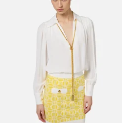 Elisabetta Franchi Shirts And Blouses|Blouse in georgette fabric with necklace and charms Ivory