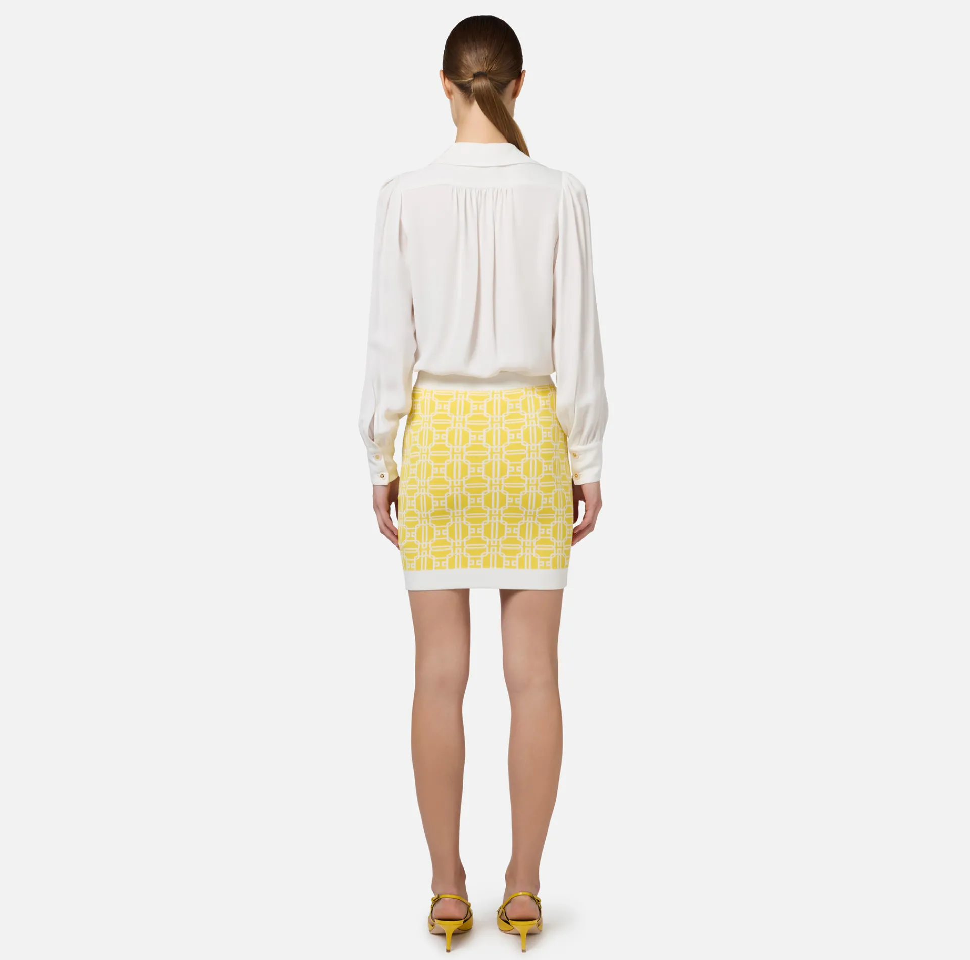 Elisabetta Franchi Shirts And Blouses|Blouse in georgette fabric with necklace and charms Ivory