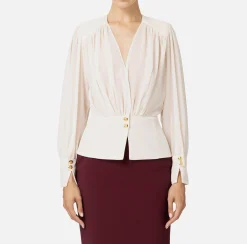 Elisabetta Franchi Shirts And Blouses|Blouse in georgette fabric with peplum Butter
