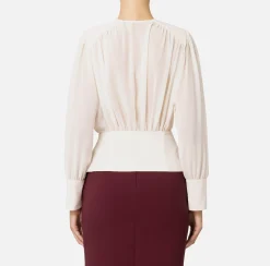 Elisabetta Franchi Shirts And Blouses|Blouse in georgette fabric with peplum Butter