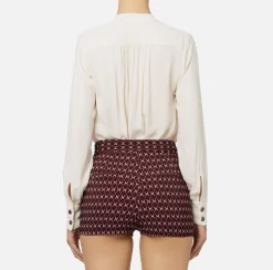 Elisabetta Franchi Shirts And Blouses|Blouse in georgette fabric with striped pattern Butter