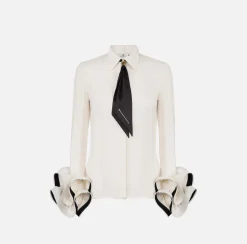 Elisabetta Franchi Shirts And Blouses|Blouse in georgette fabric with ruffles and foulard scarf