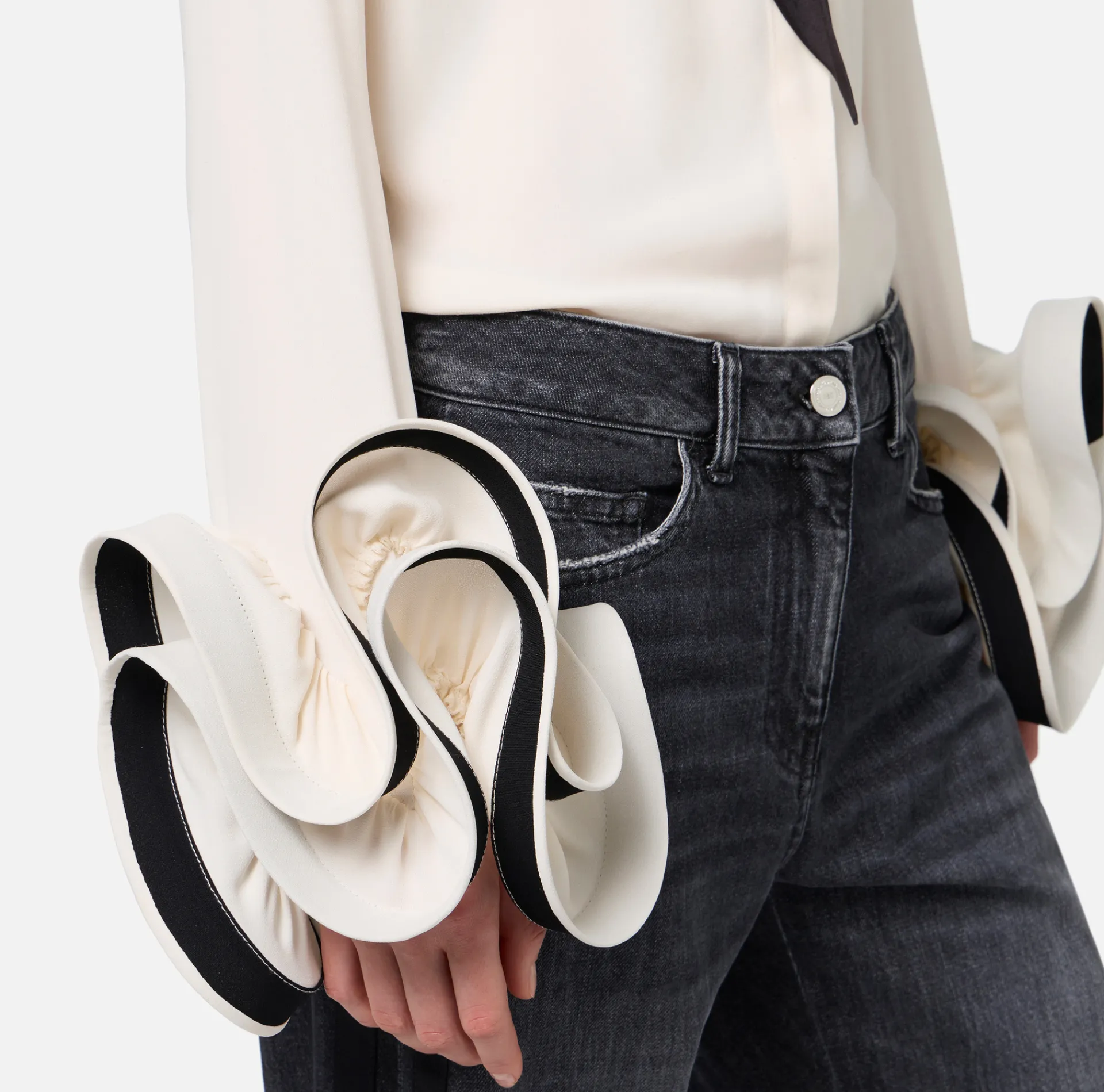 Elisabetta Franchi Shirts And Blouses|Blouse in georgette fabric with ruffles and foulard scarf