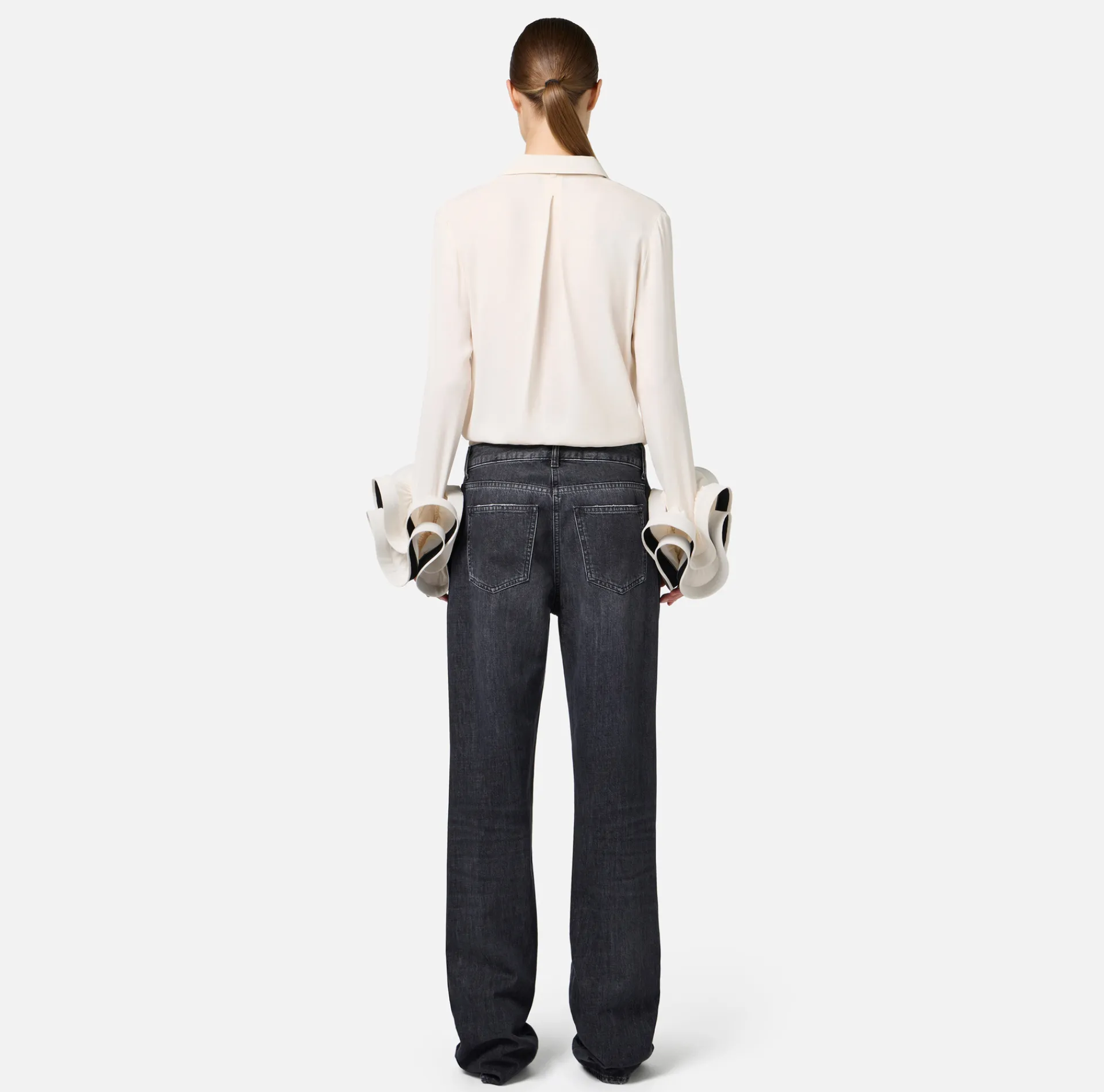 Elisabetta Franchi Shirts And Blouses|Blouse in georgette fabric with ruffles and foulard scarf