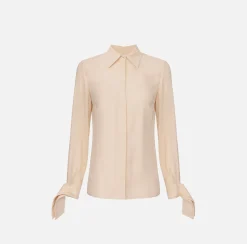 Elisabetta Franchi Shirts And Blouses|Blouse in georgette fabric with embroidered cuffs Cream