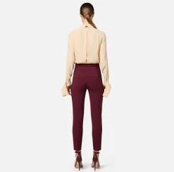 Elisabetta Franchi Shirts And Blouses|Blouse in georgette fabric with embroidered cuffs Cream