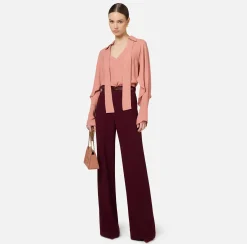 Elisabetta Franchi Shirts And Blouses|Blouse in georgette fabric with foulard scarf Blush