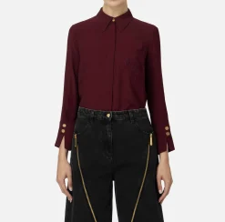 Elisabetta Franchi Shirts And Blouses|Blouse in georgette fabric with logo patch RougeNoir