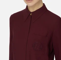 Elisabetta Franchi Shirts And Blouses|Blouse in georgette fabric with logo patch RougeNoir
